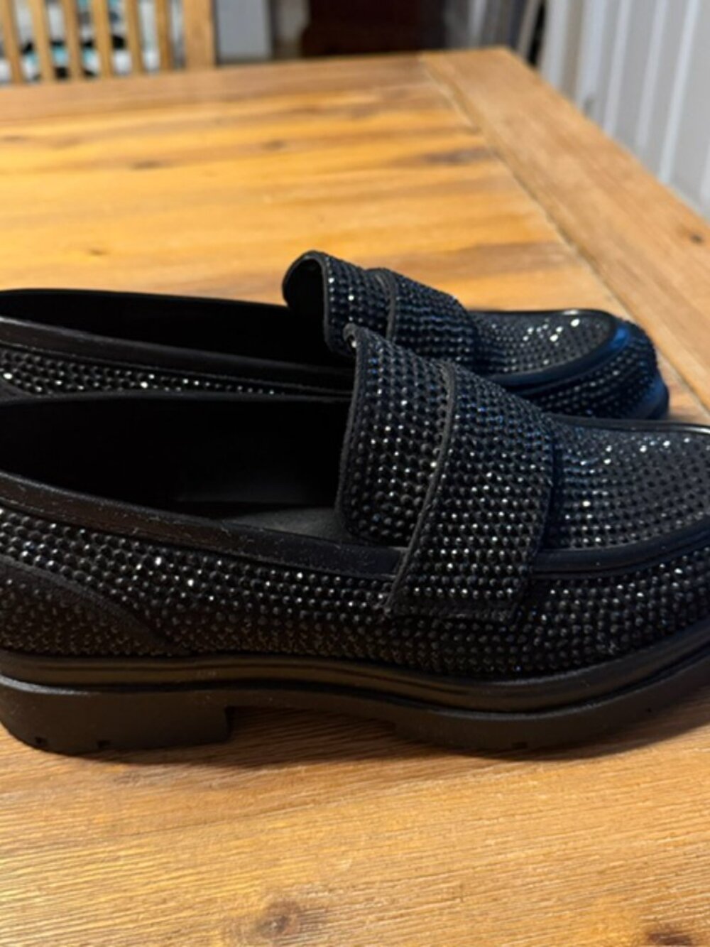NWOB New York & Company Black Abigail Rhinestone Loafers NWOB Size 8 - Picture 3 of 5